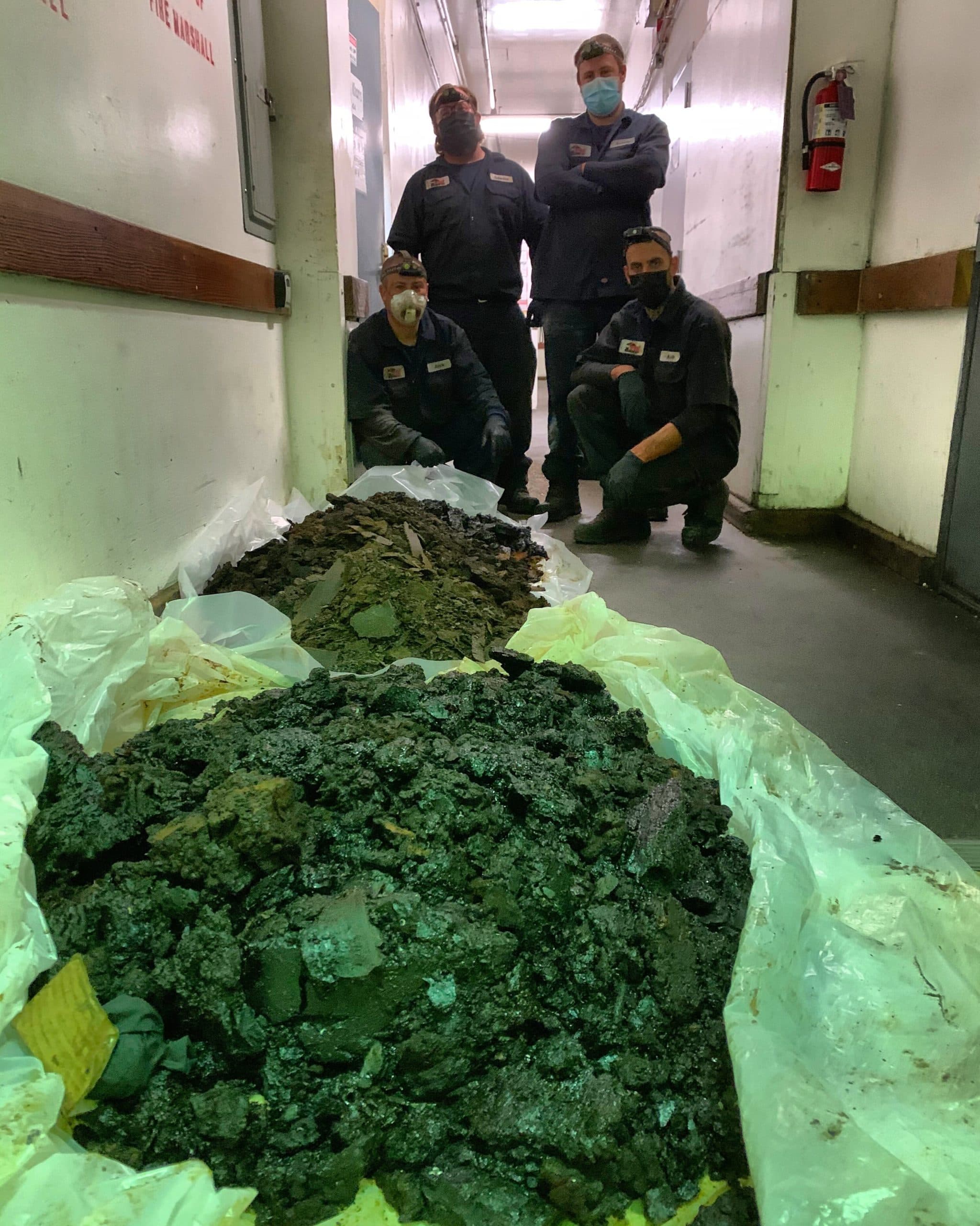Bryan Exhaust crew with the grease removed from a commercial kitchen exhaust system